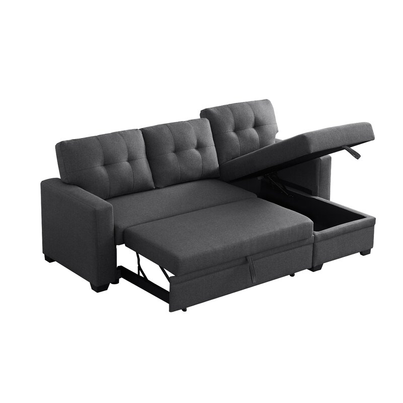 Anyan 83′′ Wide Linen Reversible Sleeper Sofa & Chaise