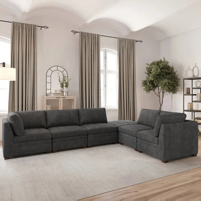 Thomasville Tisdale Modular Sectional 6-piece Boucle with Storage Ottoman