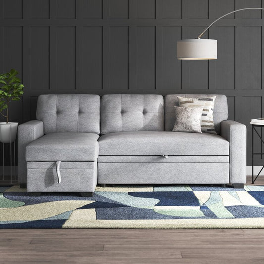 Anyan 83′′ Wide Linen Reversible Sleeper Sofa & Chaise